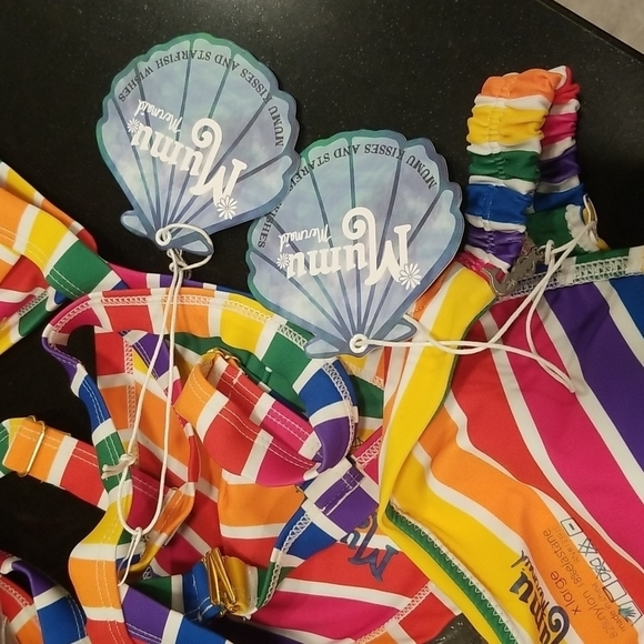 💕SHOW ME YOUR MUMU💕 Bikini Bombay Bralette + Cancun Bottom Rainbow Fun Dip XL - Picture 8 of 9